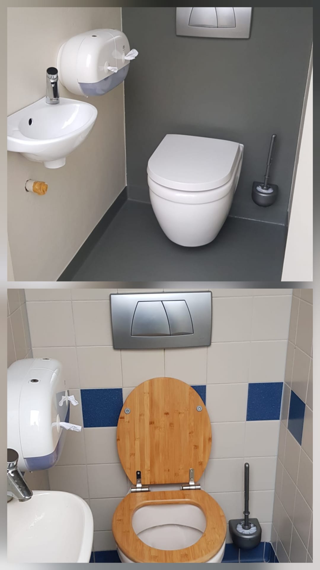 Voor en na douche en wc